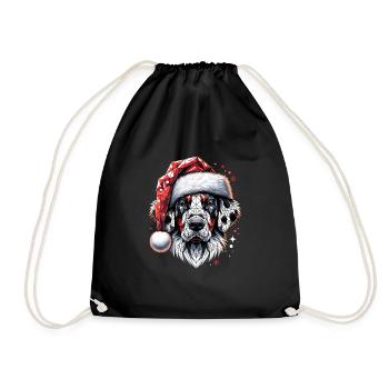 Polygon Art - Dalmatian Dog Santa Hat - Drawstring Bag - black - Front