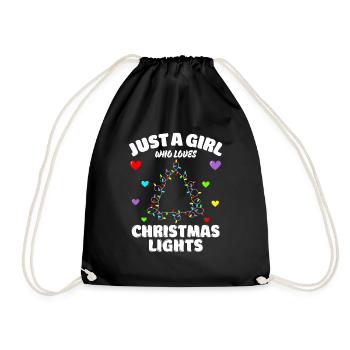 Just A Girl Who Loves Christmas Lights, Funny Xmas - Turnbeutel - Schwarz - Vorne