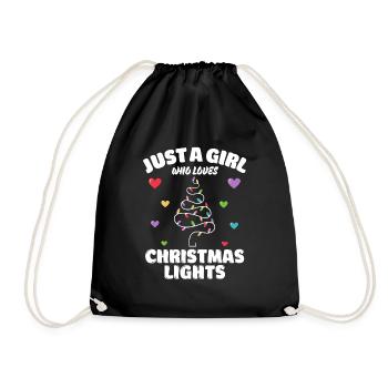 Just A Girl Who Loves Christmas Lights, Funny Xmas - Turnbeutel - Schwarz - Vorne