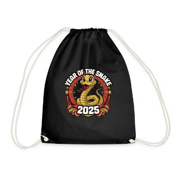 Chinese Year 2025 Year of the Snake - Drawstring Bag - black - Front