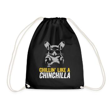 Chillin’ wie ein Chinchilla Lustiges Relax-Design - Turnbeutel - Schwarz - Vorne