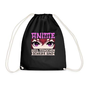 Anime Manga Otaku Japan Kawaii Waifu Anime Cosplay - Drawstring Bag - black - Front