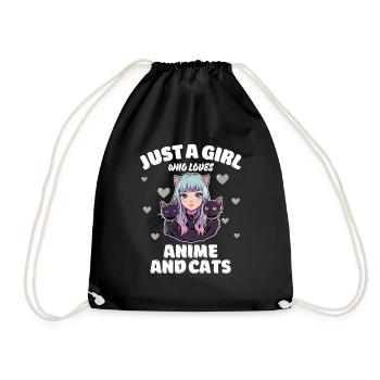 Just A Girl Who Loves Anime and Cats Cute Cat - Turnbeutel - Schwarz - Vorne