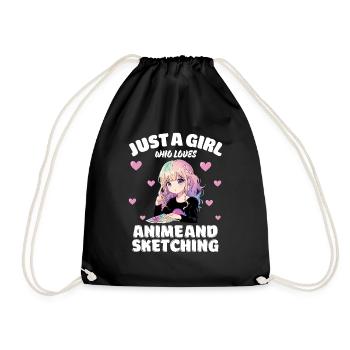 Just A Girl Who Loves Anime And Sketching, Anime - Drawstring Bag - black - Front