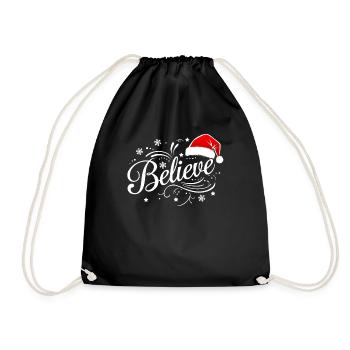 Believe in Santa Claus, Funny Christmas Merry Xmas - Drawstring Bag - black - Front