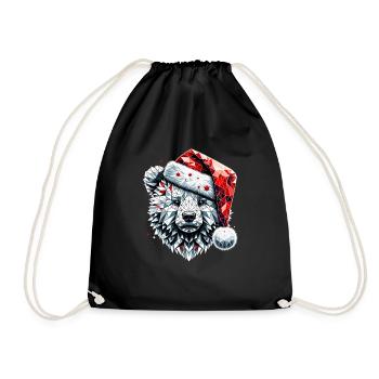 Polygone Art Ours Polaire Père Noël Chapeau Original - Sac de sport léger - noir - Devant