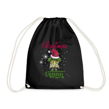 Weihnachten Brokkoli Vegan - Turnbeutel - Schwarz - Vorne