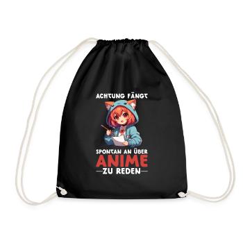 Anime Manga Otaku Japan Waifu Anime Girl Cosplay - Drawstring Bag - black - Front
