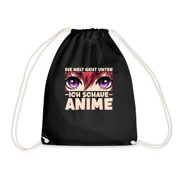 Anime Manga Otaku Japan Waifu Anime Girl Cosplay - Drawstring Bag - black - Front