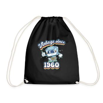 65 ans Vintage 1960 Cassette Rétro - Sac de sport léger - noir - Devant
