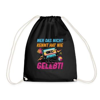 Kassetten Player Mixtape Musik 80er Vintage - Turnbeutel - Schwarz - Vorne