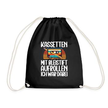 Kassetten Player Mixtape Musik 80er Vintage - Turnbeutel - Schwarz - Vorne