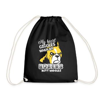 My Heart Giggles When My Boxers Butt Wiggles - Drawstring Bag - black - Front