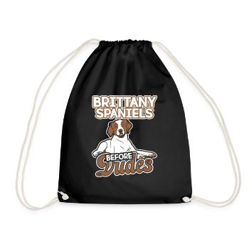 Brittany Spaniel Before Dudes - Drawstring Bag - black - Front