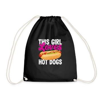 This Girl Loves Hot Dogs - Drawstring Bag - black - Front