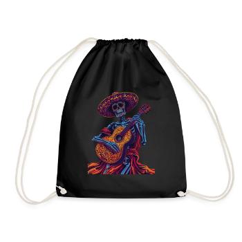 Guitare squelette mexicaine - Sac de sport léger - noir - Devant