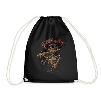 Flûte Squelette Mexicain - Sac de sport léger - noir - Devant