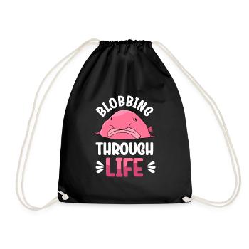 Funny Blobfish Cute Blobfish - Drawstring Bag - black - Front
