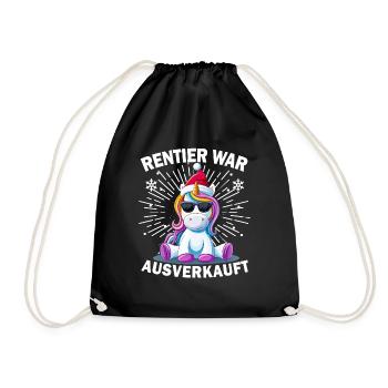 Rentier war ausverkauft Einhorn Weihnachten - Turnbeutel - Schwarz - Vorne