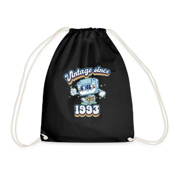 Vintage Since 1993 Retro Classic 32nd Birthday - Drawstring Bag - black - Front