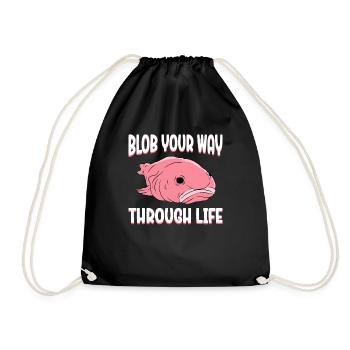 Funny Blobfish Cute Blobfish - Drawstring Bag - black - Front