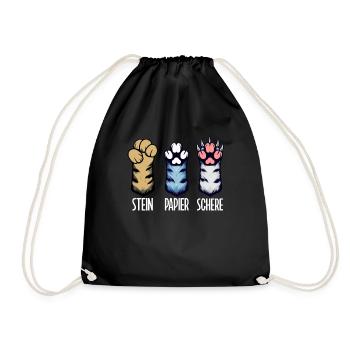 Cat Stone Paper Scissors Paw Game Funny - Drawstring Bag - black - Front