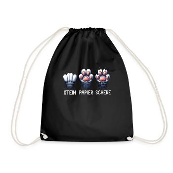 Cat Stone Paper Scissors Paw Game Funny - Drawstring Bag - black - Front