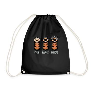 Cat Stone Paper Scissors Paw Game Funny - Drawstring Bag - black - Front