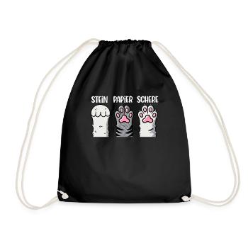 Cat Stone Paper Scissors Paw Game Funny - Drawstring Bag - black - Front