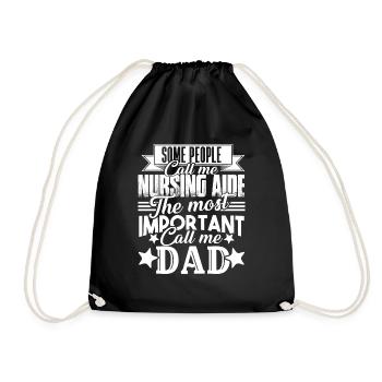 Nursing Aide Nursing Aide Dad - Drawstring Bag - black - Front