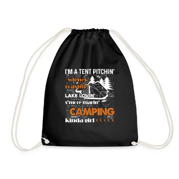 Camping I am A Camping Kinda Girl - Drawstring Bag - black - Front