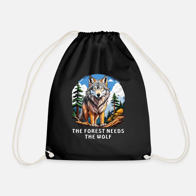THE FOREST NEEDS THE WOLF - Turnbeutel - Schwarz