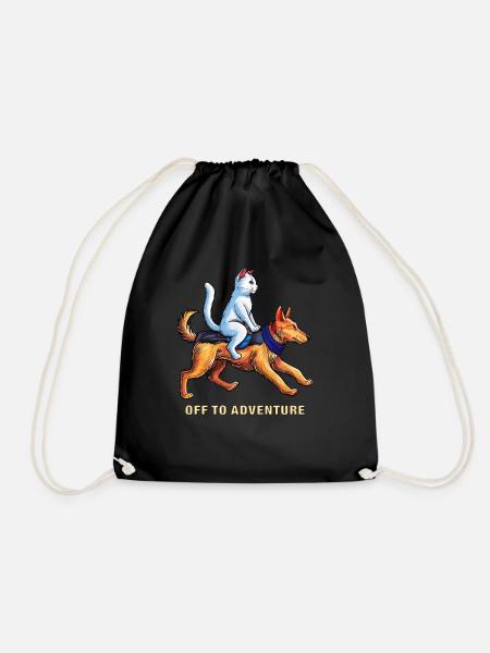 HUND KATZE OFF TO ADVENTURE - Turnbeutel - Schwarz