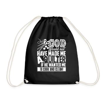 Quilting God Made Me A Quilter - Drawstring Bag - black - Front