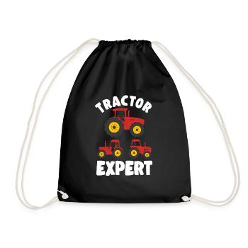 Farm Tractor Expert Farmer Boy Toddler Gift Idea - Drawstring Bag - black - Front