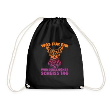 Chihuahua please keep your mouth shut - Drawstring Bag - black - Front
