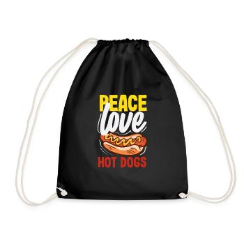 Peace Love Hot Dogs for Connoisseurs - Drawstring Bag - black - Front