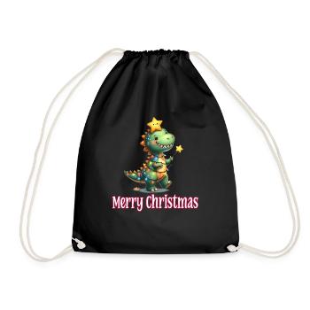 Mignon bébé dinosaure T-Rex Joyeux Noël - Sac de sport léger - noir - Devant
