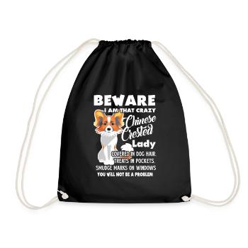 Chinese Crested Lady - Drawstring Bag - black - Front