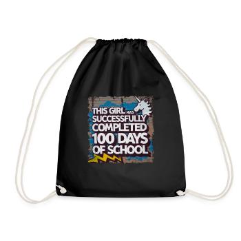 Funny Outfit teacher & student 100 days of school - Drawstring Bag - black - Front