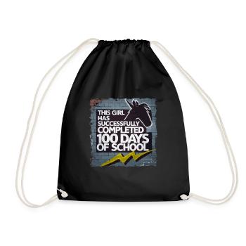 Funny Outfit teacher & student 100 days of school - Drawstring Bag - black - Front