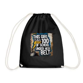 Funny Outfit teacher & student 100 days of school - Drawstring Bag - black - Front