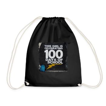 Funny Outfit teacher & student 100 days of school - Drawstring Bag - black - Front