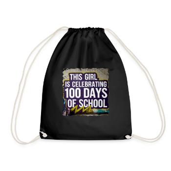 Funny Outfit teacher & student 100 days of school - Drawstring Bag - black - Front