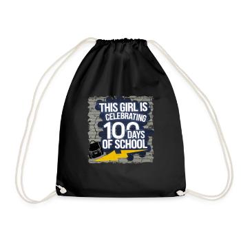 Funny Outfit teacher & student 100 days of school - Drawstring Bag - black - Front