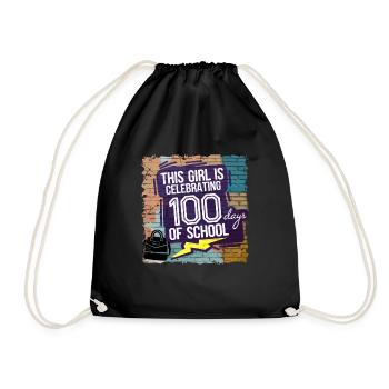 Funny Outfit teacher & student 100 days of school - Drawstring Bag - black - Front