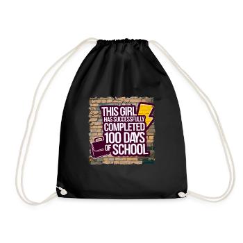 Funny Outfit teacher & student 100 days of school - Drawstring Bag - black - Front