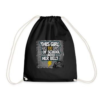 Funny Outfit teacher & student 100 days of school - Drawstring Bag - black - Front