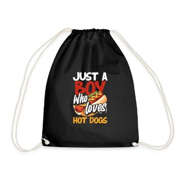 A Boy Who Loves Hot Dogs For Hot Dog Fans - Drawstring Bag - black - Front
