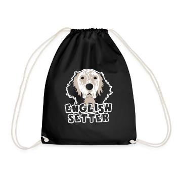Cute English Setter Face - Drawstring Bag - black - Front